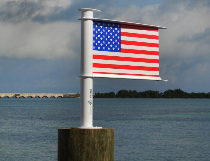 Metal American Flags for your Boat Dock. Solid vinyl option shown.