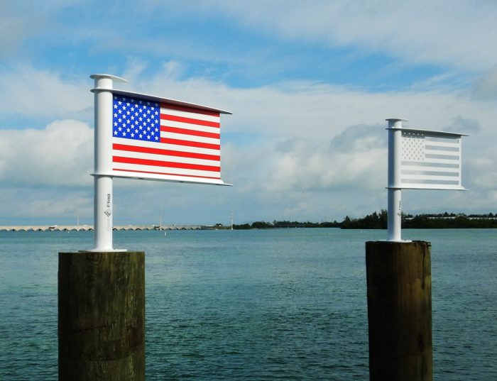 Metal American Flags for your Boat Dock. Stencil and solid options shown.
