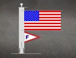 Metal American Flag with Solid Triangle Pendant beneath. Fast-Flags for Yacht Clubs.