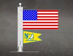 Metal American Flag with Solid Triangle Pendant beneath. Fast-Flags for Yacht Clubs.
