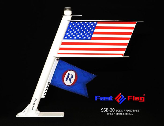 Fast-Flag SuperSport 20" Stencil Flag shown with Ocean Reef Burgee Attachment - Metal Boat Flag