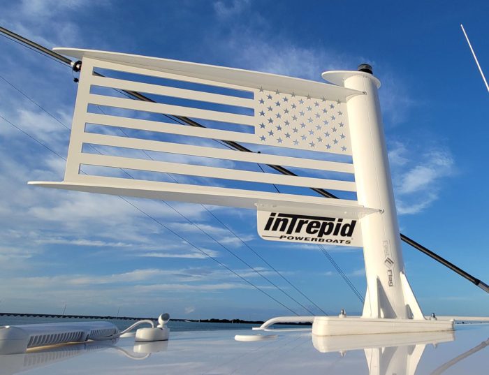 Fast-Flag SuperSport Stencil White with custom nameplate | Metal Boat Flags