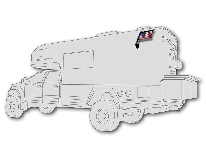 Fast Flag Vertical Mount Stencil Flag on RV - Metal Flags for Vehicles